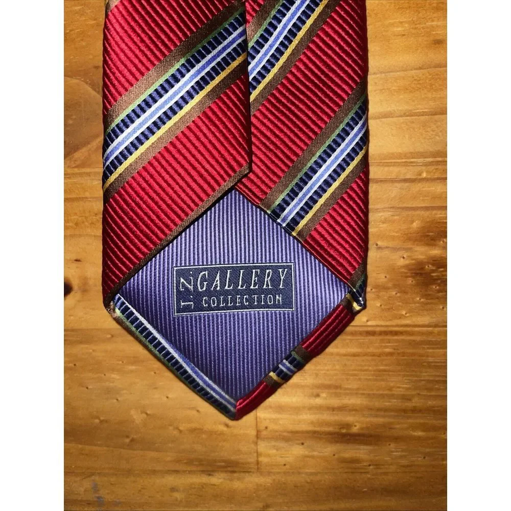 JZ Gallery Collection Neck‎ Tie Men Red Striped Thick Resort Business Weddings